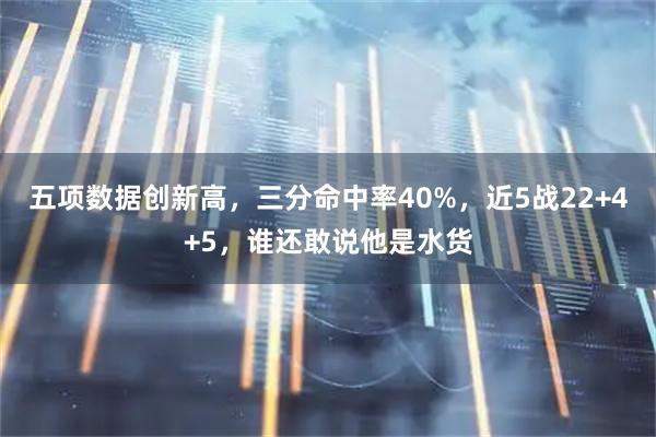 五项数据创新高，三分命中率40%，近5战22+4+5，谁还敢说他是水货